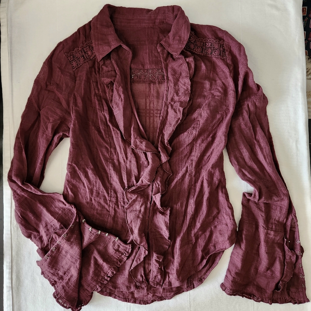 Free People Burgundy Blouse